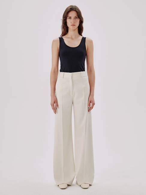 Wide Leg Suit Pant | Parchment