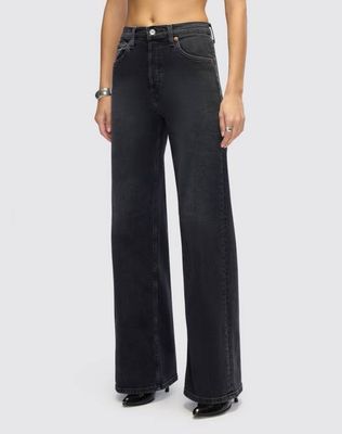 Comfort Stretch High Rise Wide Leg - Washed Noir