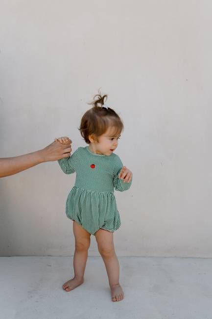PICCOLA MIA Baby Romper  ‧  Vichy Green