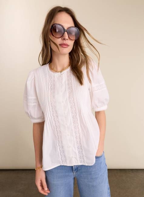 Augusta Organic Cotton Broderie Detail Blouse