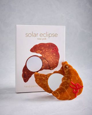 Brown Combo - Hand Painted Bow Croissant Compact Mirror - Solar Eclipse