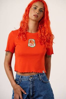 L.E Greta - Rotes Baumwoll-T-Shirt Brooke Hornsby & Yak