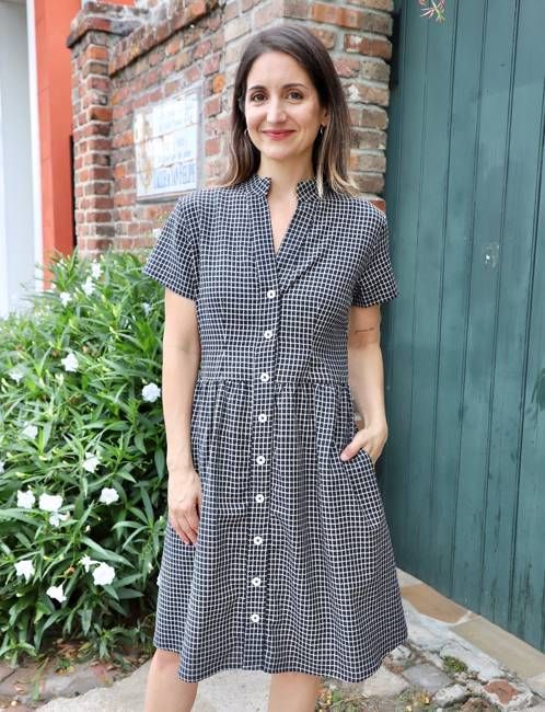 Black Gingham Organic Cotton Fit & Flare Dress