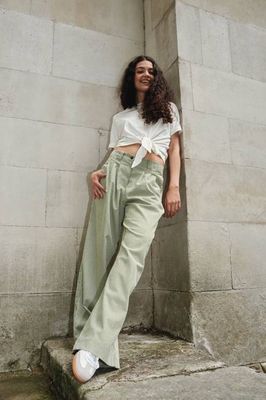 LOLA - Hose aus Bio-Baumwolle - Grün gestreift