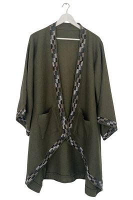 NEW! Wool Cascade Kimono Forest Green