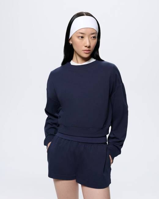 Womens Summer Cropped Sweatshirt—Midnight Navy