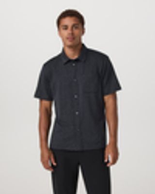 Short Sleeve Ponto Button Down Shirt – Charcoal Heather – Tops – Vuori