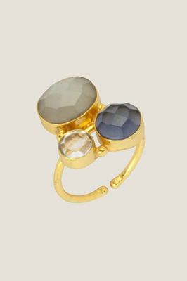 ASHIANA Florence Ring | Gold/grey/navy