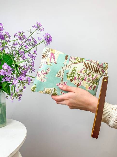 Summertime in Paris Wristlet Aqua