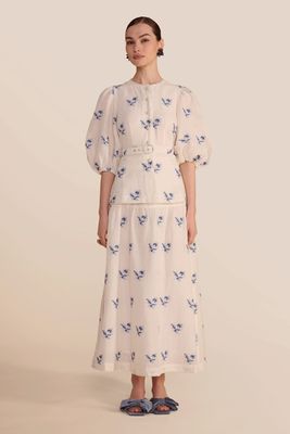 Astra White Hatch Rose Skirt