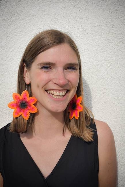 Sunflower Pixel Earrings - Upcycled Perler Beads by Constance Wilde