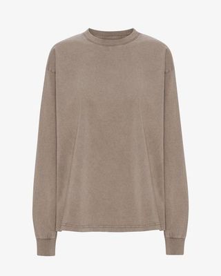 Oversized Organic LS T-Shirt - Faded Khaki