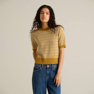 DEDICATED - Knitted T-shirt Flen Infinity Knit Bronze Yellow