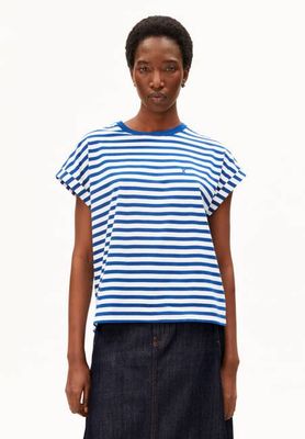 NEUES GESTREIFTES IDAARA T-SHIRT | weiß-lapisblau