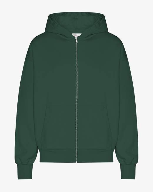 Organic Oversized Zip Hood - Emerald Green