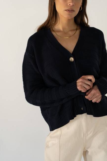 Sophia Cotton Navy Cardigan