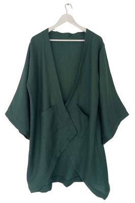 NEW! Wool Cascade Kimono Emerald