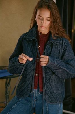 Heidi Quilted Denim Jacket in Indigo Rinse