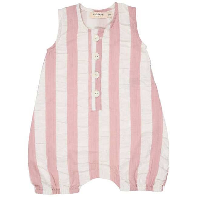Baby All-In-One (Seersucker Wide Stripe) - Pink