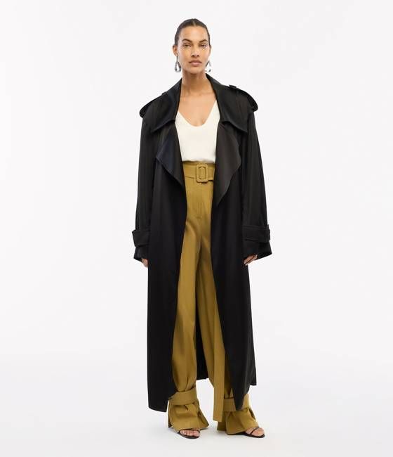 Satin Soft Trench | Black