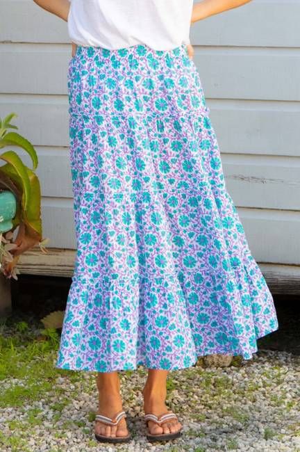 One Size Skirt | Botanical Posies Lilac/Blue