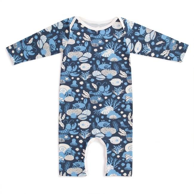Long-Sleeve Romper - Ocean Life Navy