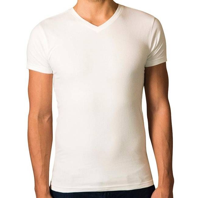 2 x T-shirt Basic - Biologisch katoen - wit - V - hals
