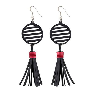 Lunar Upcycled Rubber Tassel Earrings
