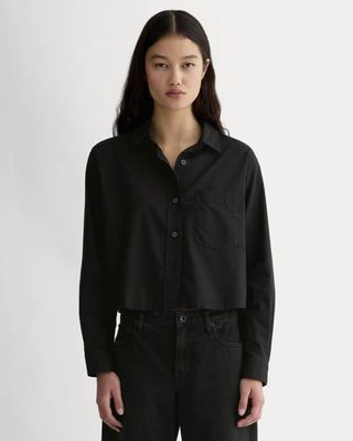 The Way-Short Shirt in Silky Cotton | Black