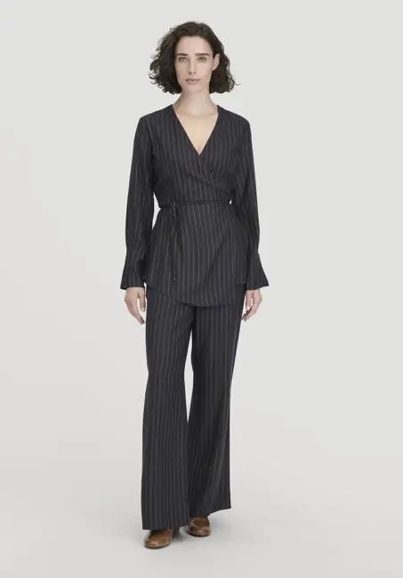Pinstripe Wide Leg Relaxed Trousers made from pure LENZING™ ECOVERO™ viscose