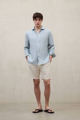 STRIPED GREEN ALFREDO LINEN SHIRT