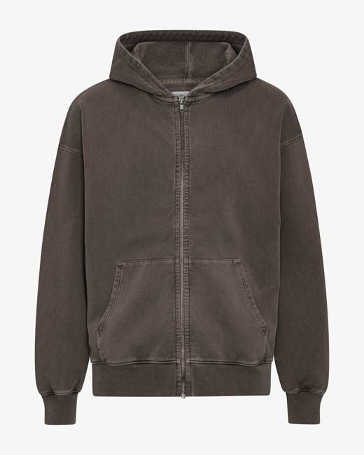 Organic Oversized Zip Hood - Faded Mud