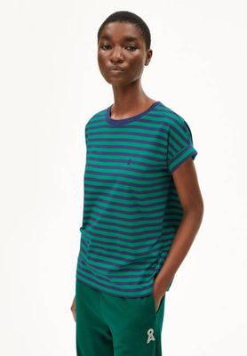 IDAARA STRIPES T-SHIRT | smaragdgrün-blauer Mond