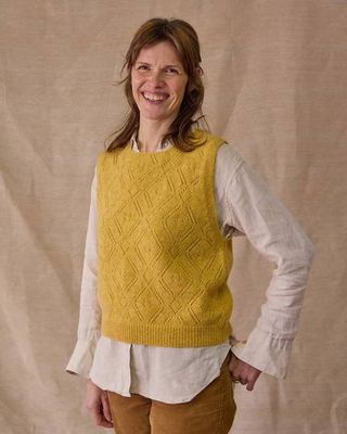 Diamond Open Knit Top | Mustard