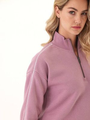 Constance Triblend Fleece Piping Detail Half Zip Pullover