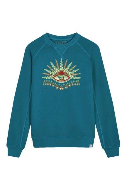 KOMODO'S EYE Organic Cotton Crewneck Teal Blue