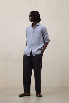 DARK GREY ETHIWIN LINEN TROUSERS