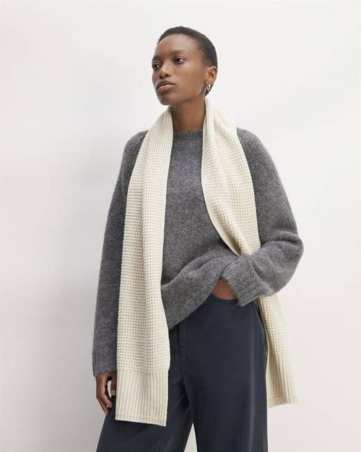 The Felted Merino Waffle-Knit Scarf | Heathered Oat