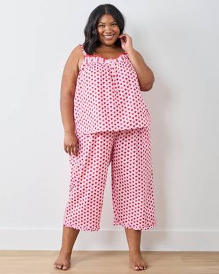 Mini Candy Hearts - Back to Bed Cropped Pant Set - Pink Macaron