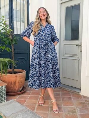Pauline Relaxed Dress - Navy Paisley Print