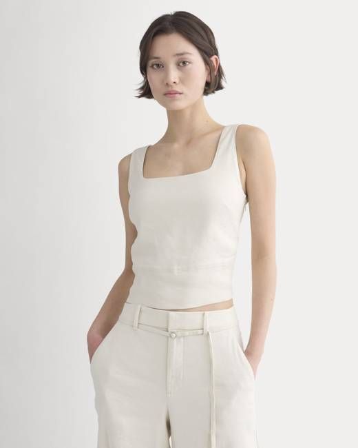Square Tank in Stretch Linen | Birch