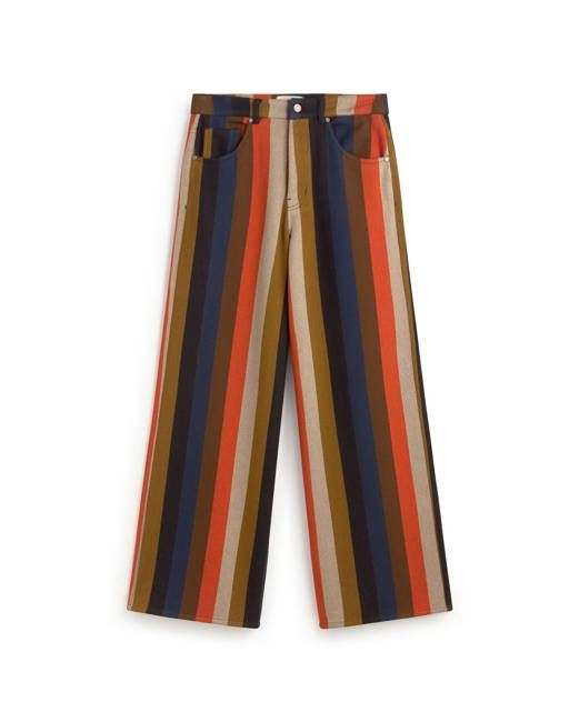 Thinking Mu Orange Striped Wide Leg Burnley Hedda Pants