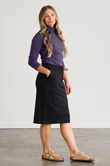 Women's Organic French Terry Midi Skirt with Pockets