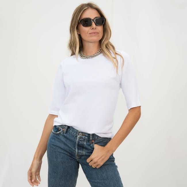 Womens Heavyweight Elbow Sleeve Crew Neck