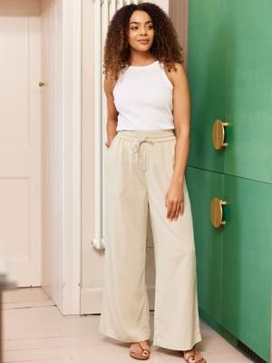 Ella - Wide Leg Trouser - Light Sand