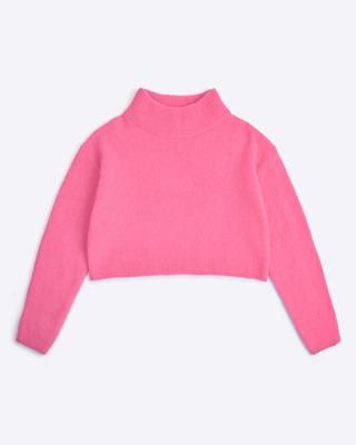 Lowie Pink Cropped Funnel Neck