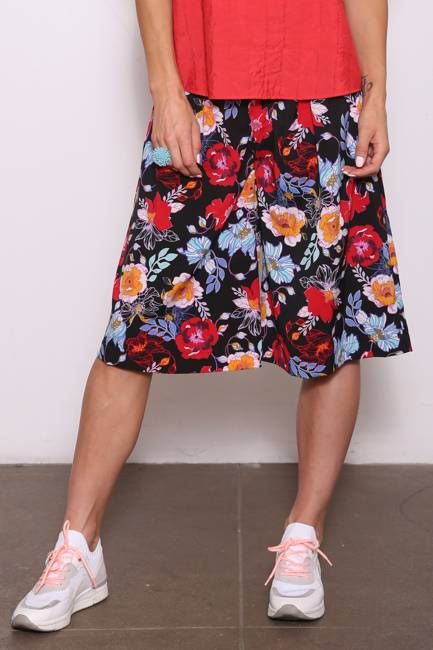 Blair Upcycled Maxi Shorts, Black/Multi