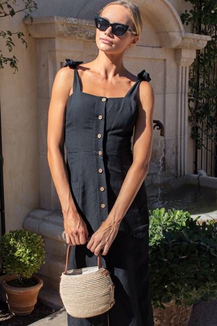 Lillian Dress - Black Linen