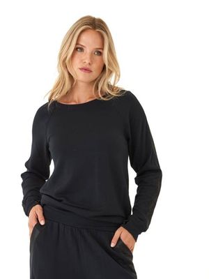 Priscilla Feather Fleece Satin Trim Detail Raglan Pullover