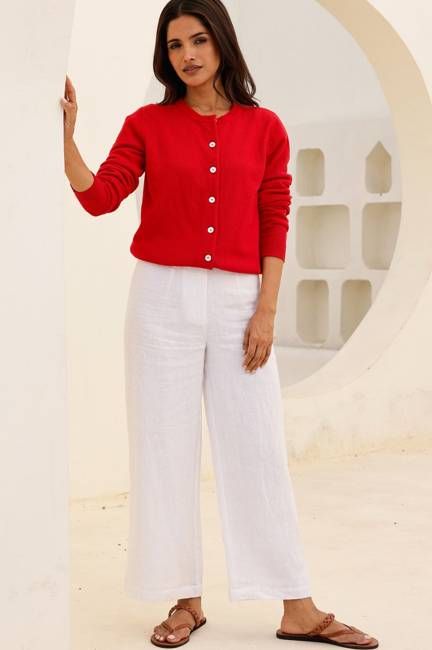 Cardigan & Linen Trousers